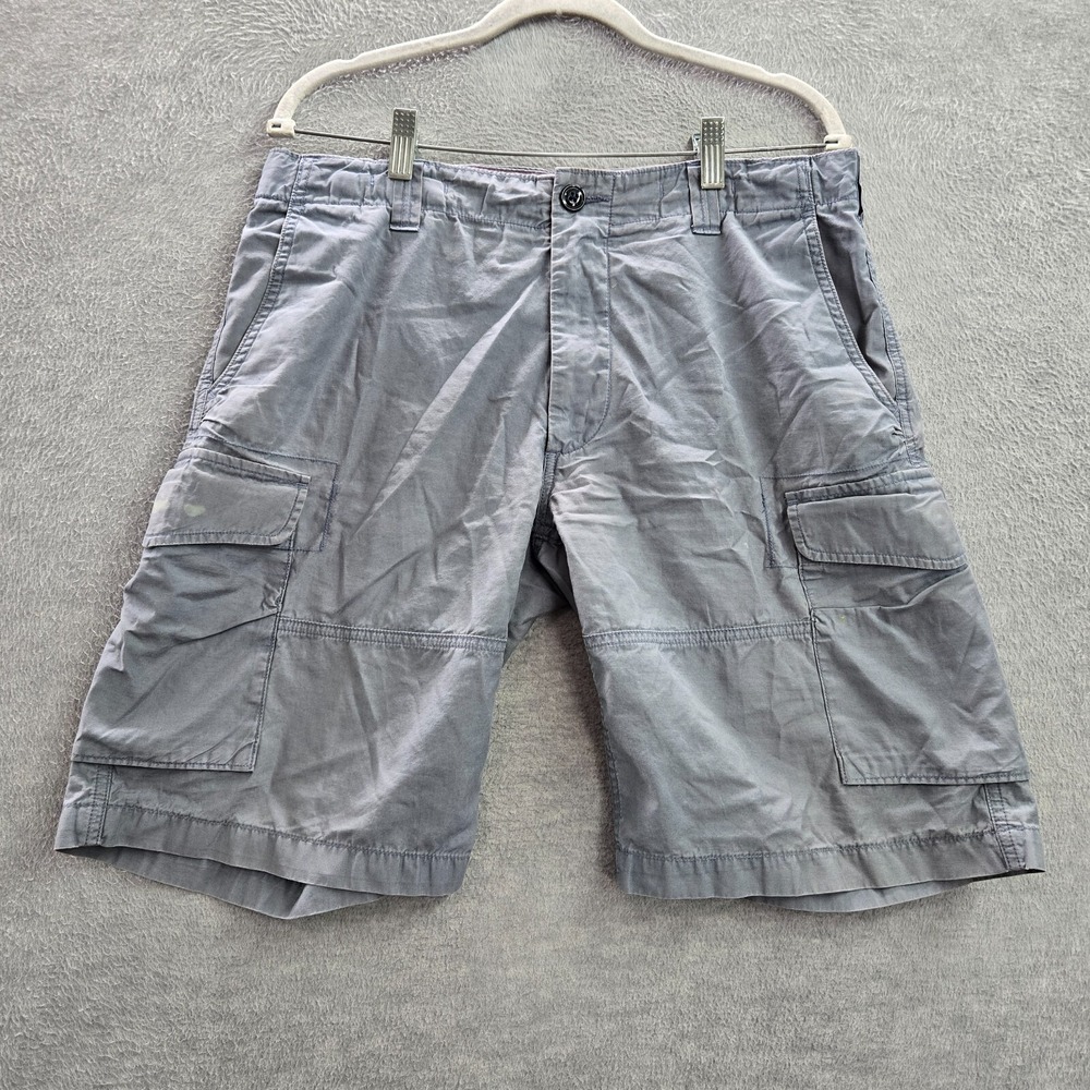 Polo Ralph Lauren Men Shorts 33 Gray Solid Cotton Classic Fit Cargo 11" READ